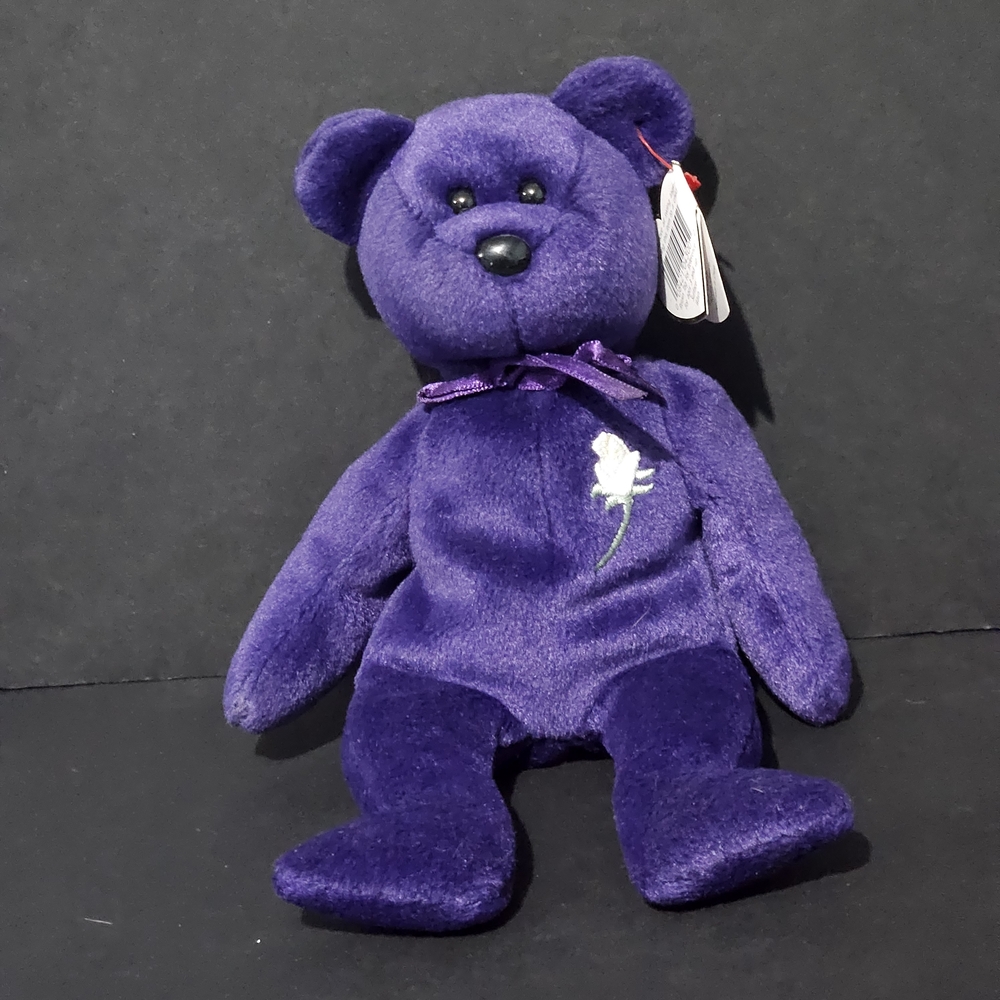 NWT TY Beanie Baby Purple Princess Diana Bear w/Tag Attached